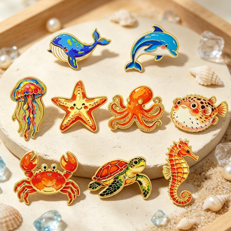 Яркая эмалевая брошь в виде мо – обзор и цена Enamel Pin Set
