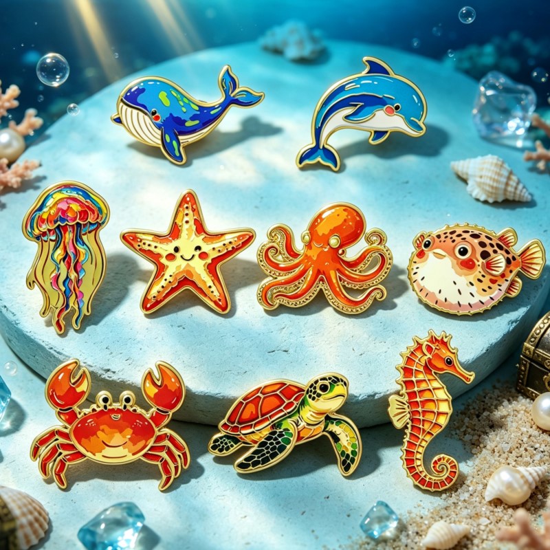 Яркая эмалевая брошь в виде мо – обзор и цена Enamel Pin Set